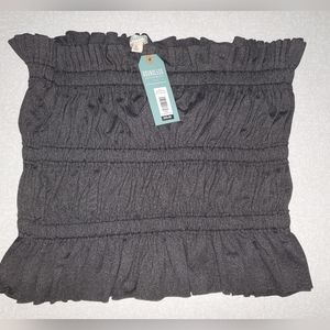 Earthbound Trading Dark Gray Shirt Ruched Tube Top, Size L